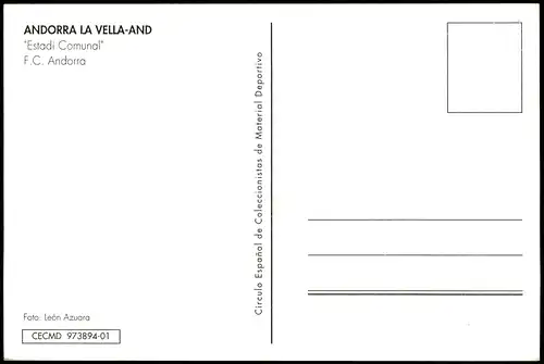 Postcard Andorra la Vella "Estadi Comunal" F.C. Andorra Stadion 1999