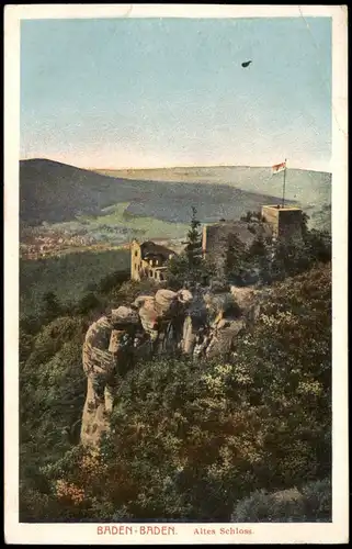 Baden-Baden Panorama Blick auf Schloss Hohenbaden (Altes Schloss) 1910
