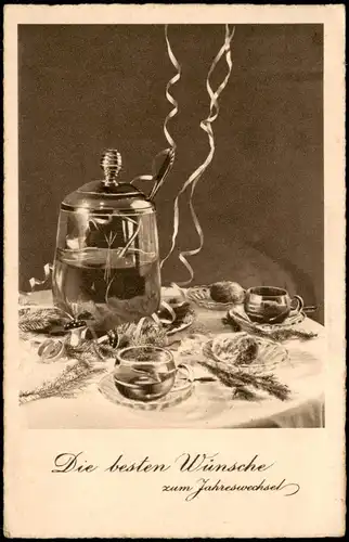 Ansichtskarte  Neujahr Silvester New Year Feuerzangbowle - Stillleben 1937