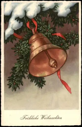 Gruss-AK Fröhliche Weihnachten Glocke & Zweige, Christmas 1940
