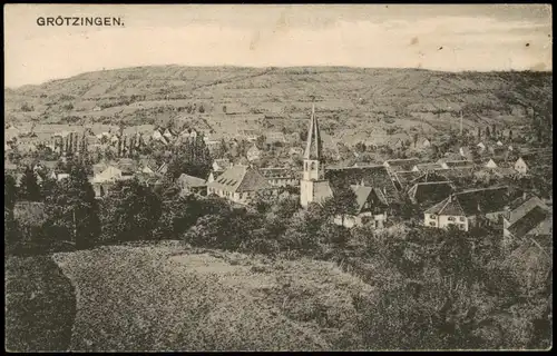 Ansichtskarte Grötzingen-Karlsruhe Panorama-Ansicht 1925