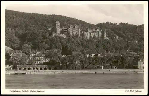 Ansichtskarte Heidelberg Blick auf Schloß und Palais Weimar 1940