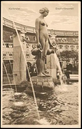 Ansichtskarte Karlsruhe Stephansbrunnen 1930