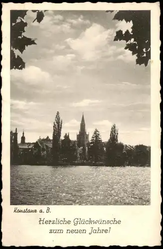 Konstanz Panorama-Ansicht (Glückwunschkarte zum Neuen Jahr) 1936