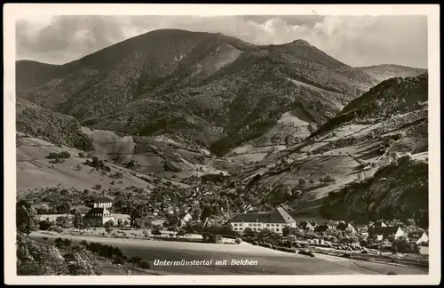 Münstertal/Schwarzwald Ortspanorama mit Untermünstertal mit Belchen 1937