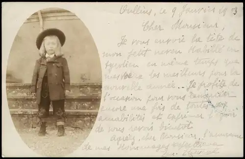 Fotografie Kind   (Frankreich) 1903 Privatfoto    Stempel LYON (nach München)