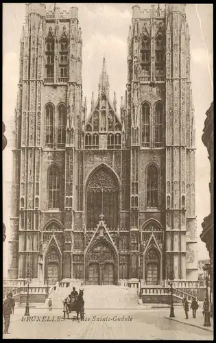Brüssel Bruxelles Eglise Sainte-Gudule (Kirche) 1913   mit Fahnenstempel