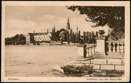 Ansichtskarte Konstanz Inselhotel von der Seestraße 1931