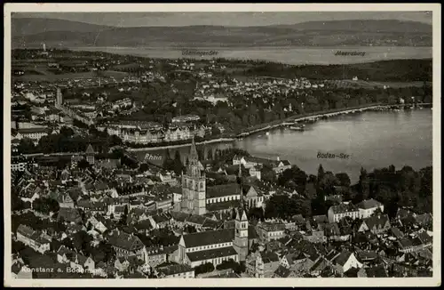 Ansichtskarte Konstanz Luftbild Innenstadt vom Flugzeug aus 1933