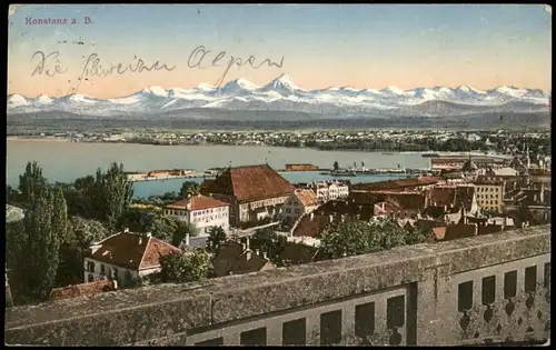 Ansichtskarte Konstanz Panorama-Ansicht Blick Stadt, See und Berge 1925