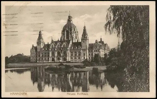 Ansichtskarte Hannover Neues Rathaus 1916   als Feldpost gelaufen