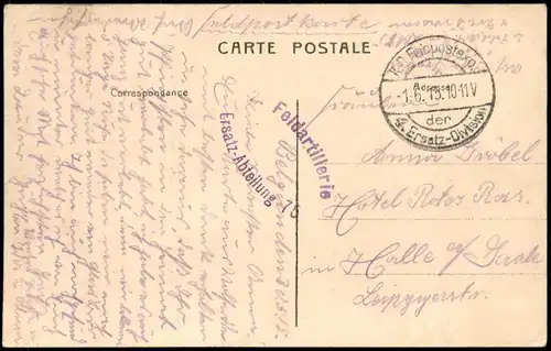 Roeselare Roulers La Grand Place et la Tour   Michel 1915   (Feldpoststempel)