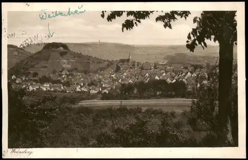 Ansichtskarte Weinsberg Panorama-Ansicht 1929   gelaufen nach Grötzingen