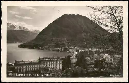 Ansichtskarte Lugano Lugano e M. te S. Salvatore, See Partie 1928