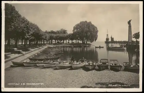 Ansichtskarte Konstanz Partie am Hafen Bodensee GONDELHAFEN 1928