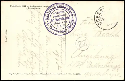 Einödsbach-Oberstdorf (Allgäu) Partie in den Allgäuer Bergen 1915