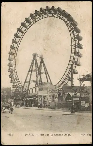 Paris Vue sur la Grande Roue; Stadtteilansicht mit Riesenrad 1918