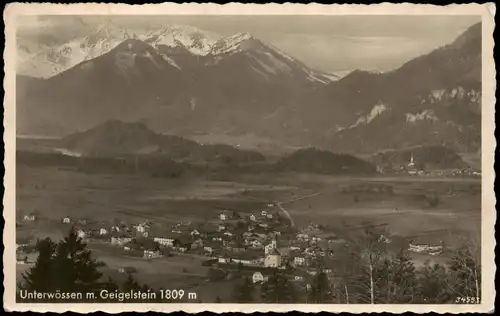 Ansichtskarte Unterwössen Ortspanorama m. Geigelstein 1809 m 1934