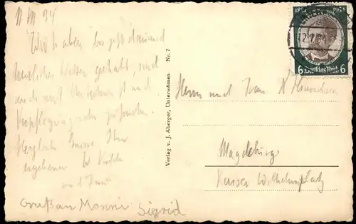 Ansichtskarte Unterwössen Ortspanorama m. Geigelstein 1809 m 1934