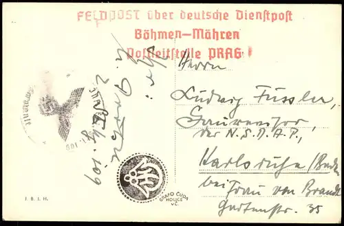 .Tschechien Feldpost  Deutsche Dienstpost  2. WK aus PRAG 1940   Seltener  Dienststempel aus Böhmen-Mähren
