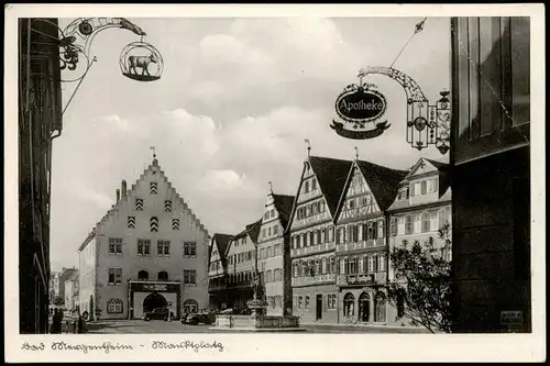 Bad Mergentheim Ortspartie am Hotel u. Café WIEN, Apotheke, Marktplatz 1940
