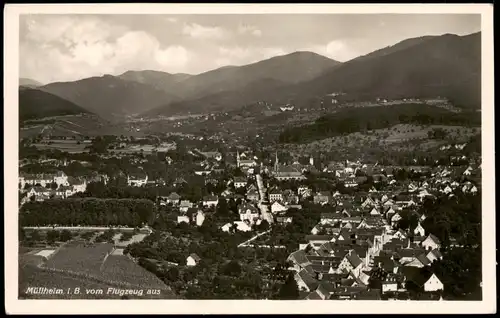 Ansichtskarte Müllheim (Baden) Luftbild Totalansicht vom Flugzeug aus 1940