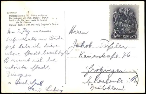 Budapest Fishers Bastion Holy Stephen's Statue, Fischerbastei 1960