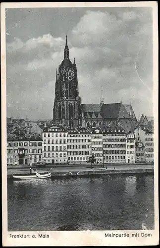 Ansichtskarte Frankfurt am Main Mainpartie mit Dom 1930