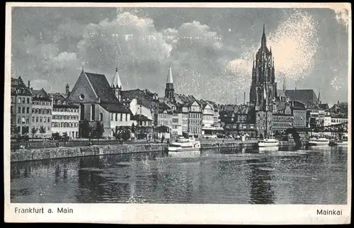 Ansichtskarte Frankfurt am Main Panorama-Ansicht Partie am Main Mainkai 1930