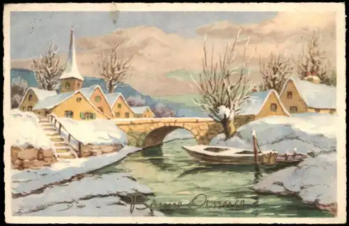 Neujahr Sylvester Grusskarte 1948   gel Stempel ESCH-SUR-ALZETTE (Luxembourg)