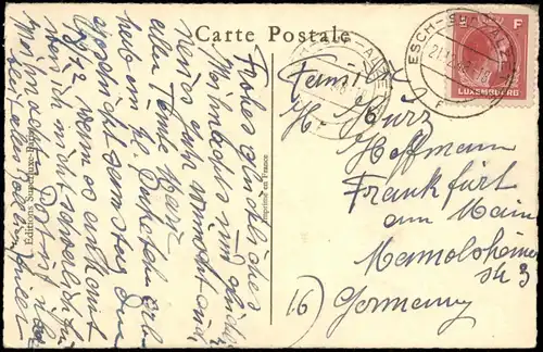 Neujahr Sylvester Grusskarte 1948   gel Stempel ESCH-SUR-ALZETTE (Luxembourg)