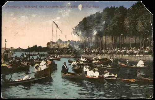 Uhlenhorst-Hamburg Uhlenhorster Fährhaus Bootsfahrt wärhend Konzert 1919