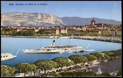 Genf Genève Ortspanorama mit Schiff; La Rade et le Salève 1932