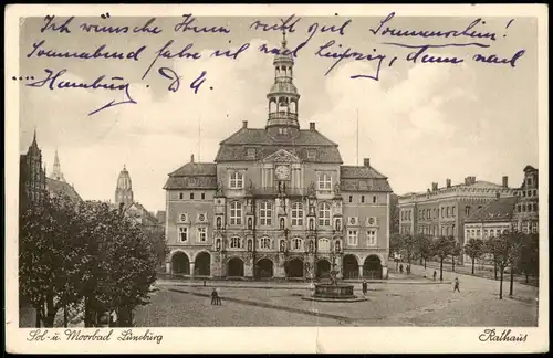 Ansichtskarte Lüneburg Rathaus 1941   frankiert mit DR Winterhilfswerk 6+4 Pf.