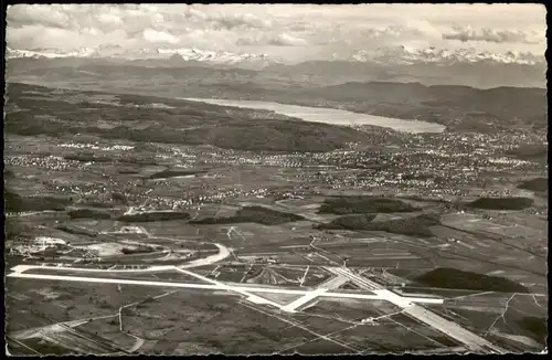 Ansichtskarte Zürich Flughafen Zürich Kloten vom Flugzeug aus 1960