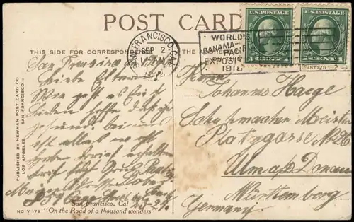 Postcard San Francisco Golden Gate Park 1915