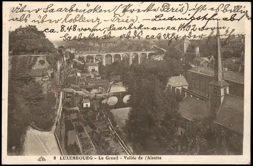 Postcard Luxemburg Panorama-Le Grund-Vallée de l'Alzette 1931