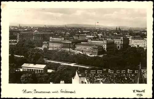 Ansichtskarte Wien Panorama-Ansicht mit Blick zum Parlament 1940