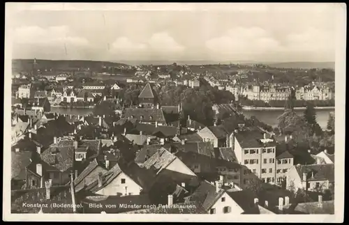 Ansichtskarte Konstanz Blick vom Münster nach Petershausen 1930