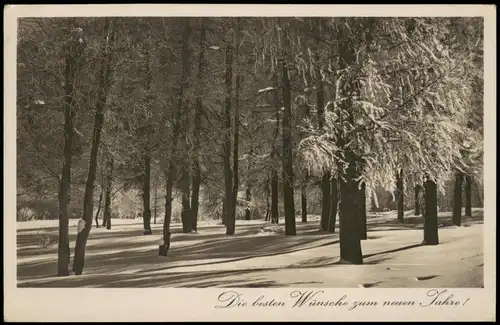 Neujahr Sylvester Wünsche Gruss-AK Stimmungsbild Winter-Landschaft 1930