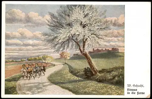 Ansichtskarte  Künstlerkarte Künstler W. Schacht, Hinaus in die Ferne 1920