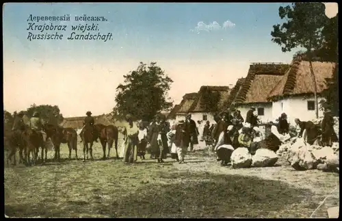 .Russland Rußland Россия Landschaft, Dorf Bauern Typen 1913