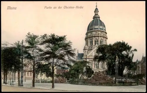 Ansichtskarte Mainz Partie an der Christuskirche 1909