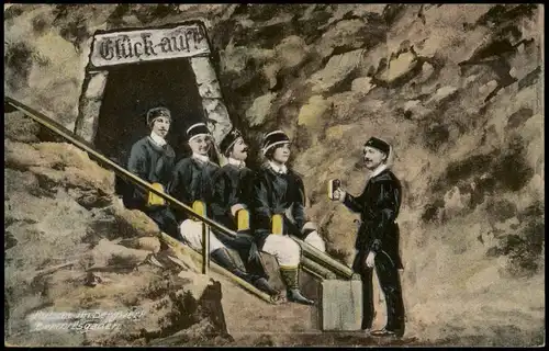 Berchtesgaden Glück auf - Salzbergwerk, Bergleute Künstlerkarte 1911