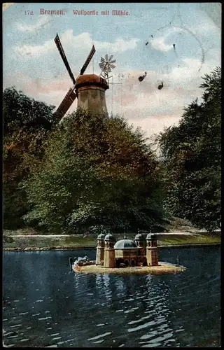 Ansichtskarte Bremen Mühle am Wall 1918  gel. Feldpost