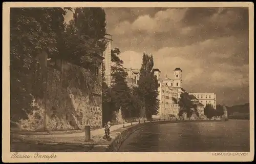 Ansichtskarte Passau Stadtteilansicht Partie am Inn-Ufer 1920