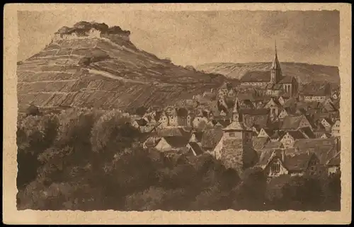 Ansichtskarte Weinsberg Panorama mit Burgruine Weibertreu; Künstlerkarte 1920