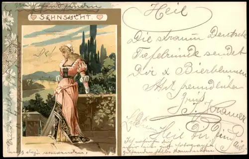 Ansichtskarte  Künstlerkarte "Sehnsucht" 1909