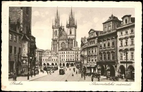 Postcard Prag Praha Altstadtring Staroměstské náměstí 1926