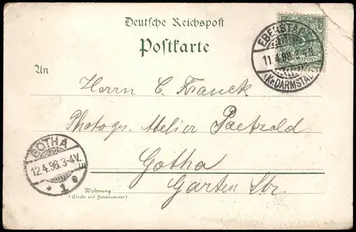 Litho AK Mühltal Litho-AK GrussBurg Frankenstein 1898   gel Stempel EBERSTADT